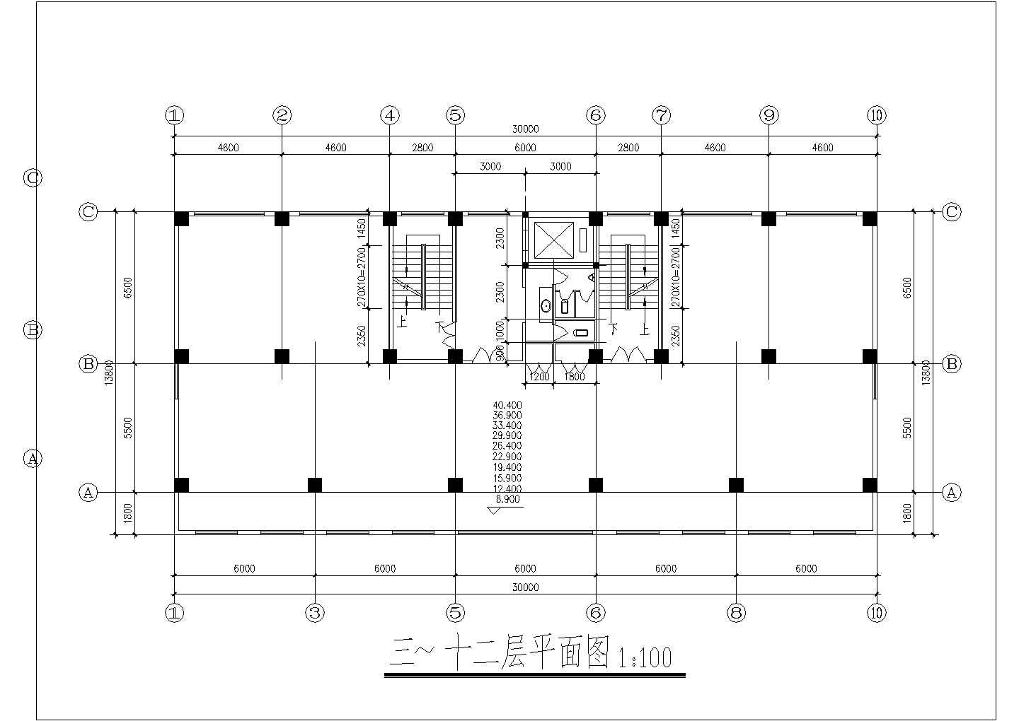 某商场写字楼建筑设计全套CAD图