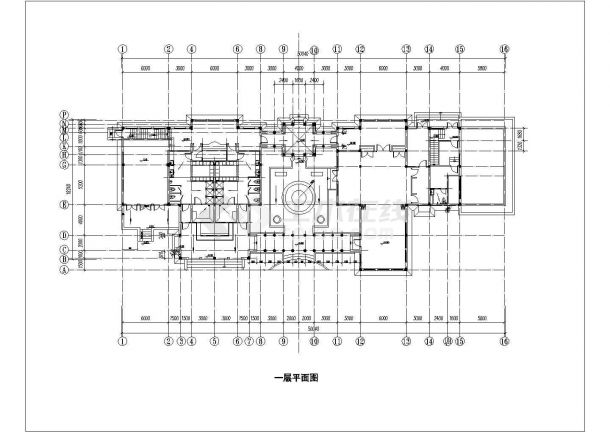 北京市某临街单层框架结构健身中心建筑设计CAD图纸（含地下层）-图一