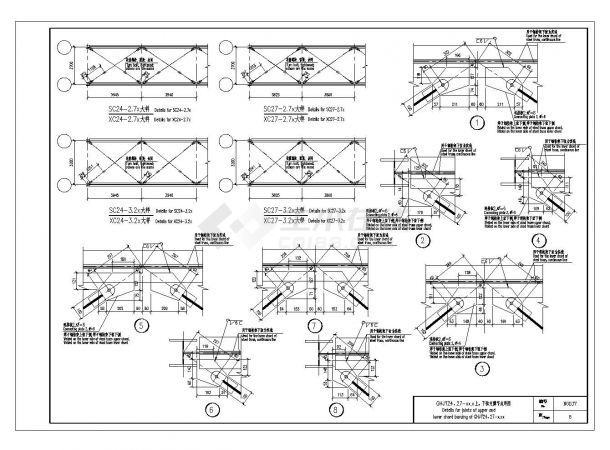 某城市钢桁架支撑节点构造设计CAD规划详图-图一