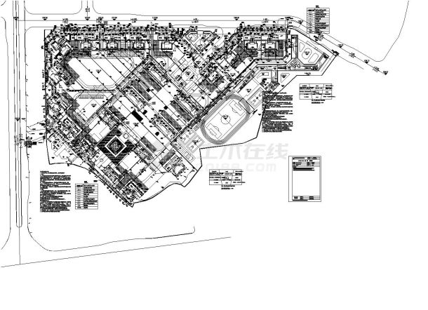 某市商住综合体项目给排水结构布置CAD参考详图-图一