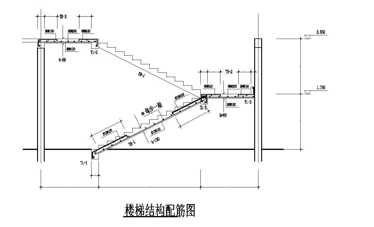 某市小区楼梯结构布置CAD参考节点详图