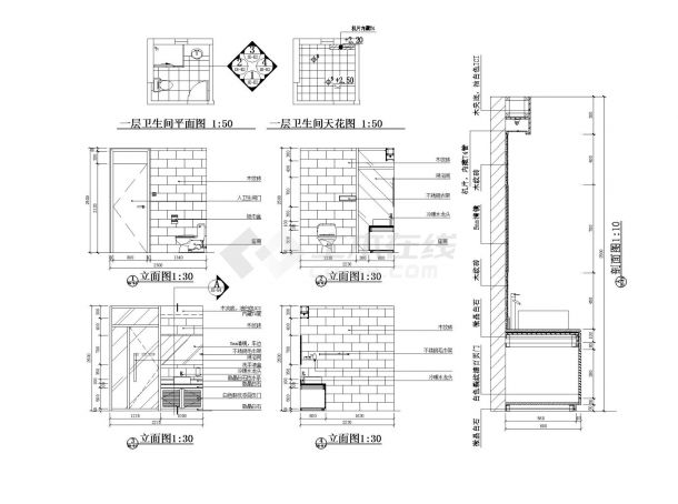 某市区新房楼家庭卫生间装修结构布置CAD规划详图-图一