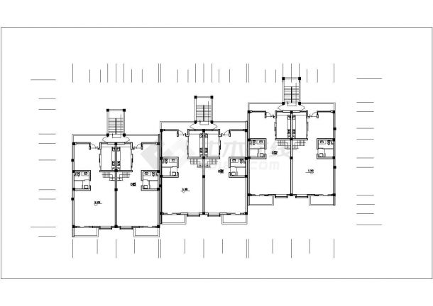 郑州市某小区4层砖混结构住宅楼建筑设计CAD图纸（3梯6户）-图一