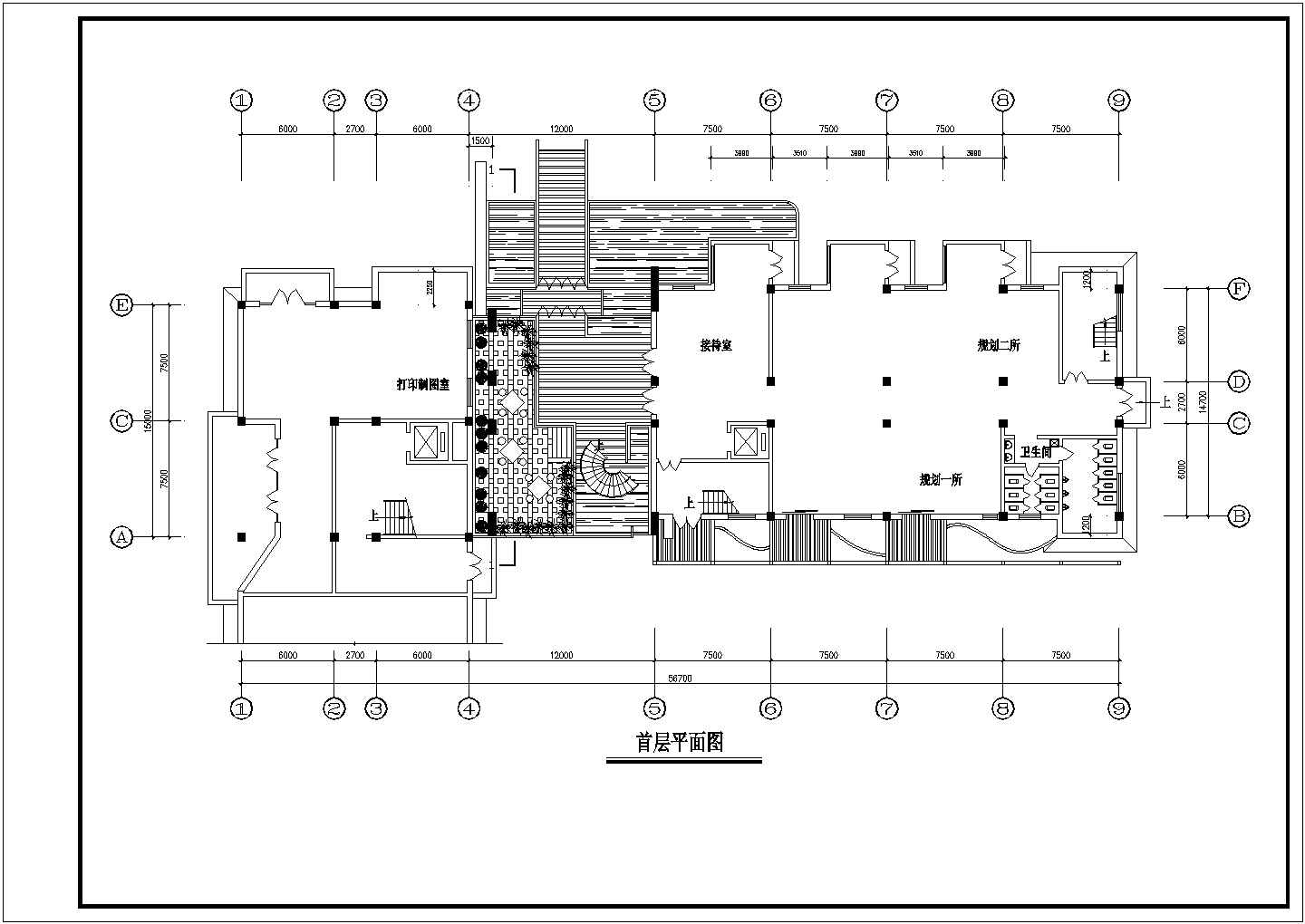 某六层小型简约办公楼建筑全套施工设计cad图纸