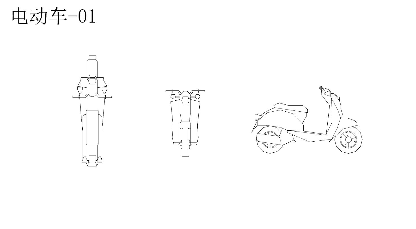 CAD图库 - 设备类 - 自行车.电动车.摩托车（13种，39个块，有遮罩）CAD图