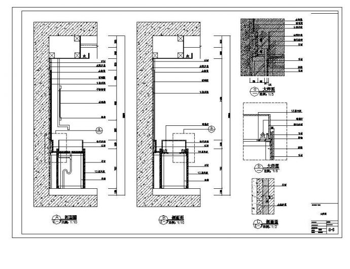 某城市新楼房客房卫生间结构布置CAD参考立面详图_图1