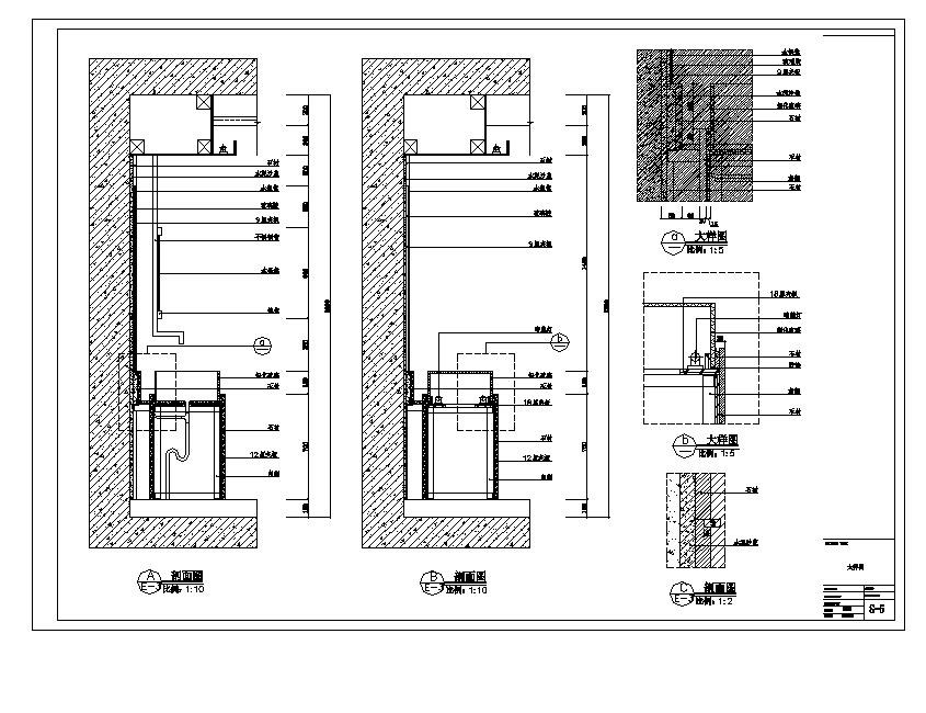 某城市新楼房客房卫生间结构布置CAD参考立面详图