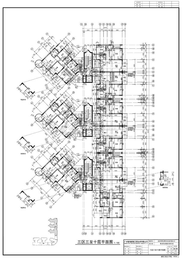 粤长辉龙岗德沁苑商住楼三区建筑平面图CAD图.dwg-图二