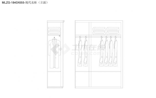 柜子类（整理图库）＆（平立面）（衣柜）现代无门纵向一二四隔衣柜平立面25个CAD图-图一