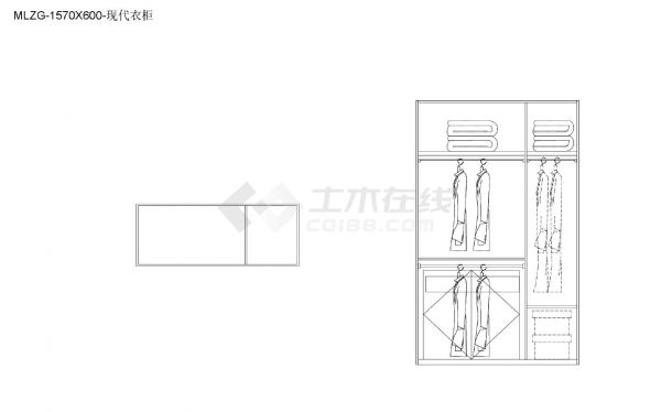 柜子类（整理图库）＆（平立面）（衣柜）现代无门纵向一二四隔衣柜平立面25个CAD图-图二