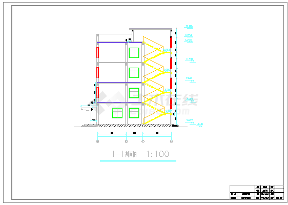 蚌埠市某企业单位5400平米4层框架结构办公楼建筑+结构设计CAD图纸-图一