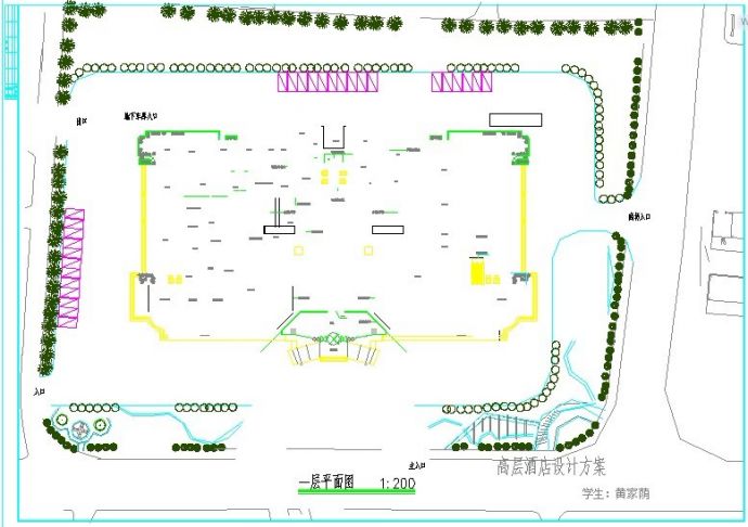 广州市某商业街1.6万平米18层框架结构星级酒店平立剖面设计CAD图纸_图1