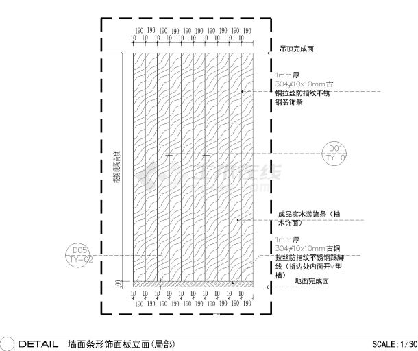 墙面饰面板干挂间隔不绣钢压条，钢架龙骨图-图二