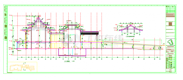 某地无锡万达文旅城施工图建筑剖面图CAD图纸-图二