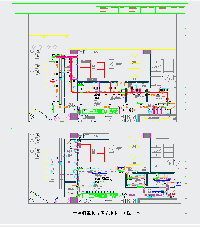 广东知名地产高层酒店建筑施工图-给排水平面图CAD图纸