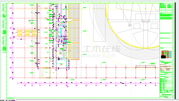山东三层省级体育中心工程建筑施工图设计-体育馆游泳馆二层平面图CAD图纸-图二