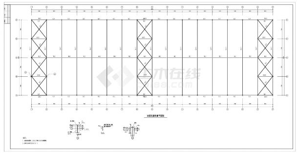 30m跨单层轻钢结构厂房CAD结施全图-图一