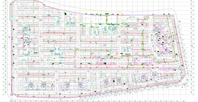 湖北大型高层超市商业综合体地下给排水平时平面图CAD图纸_图1