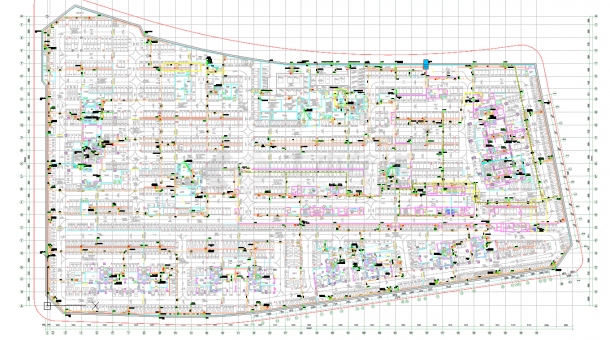 湖北大型高层超市商业综合体地下给排水平时平面图CAD图纸-图二