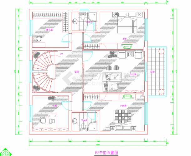 某地宁波别墅装修施工图CAD图纸-图二