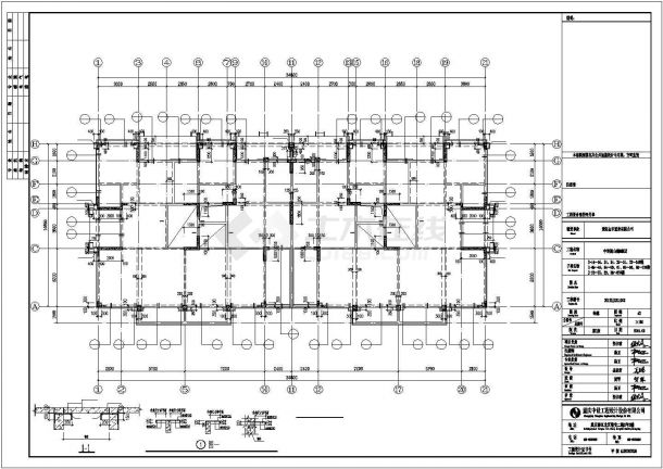 某地区创新联排四拼厂房建设施工CAD图纸-图一