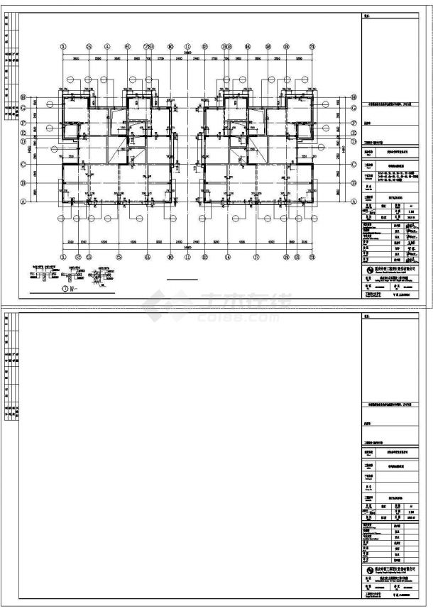 某地区创新联排四拼厂房建设施工CAD图纸-图二