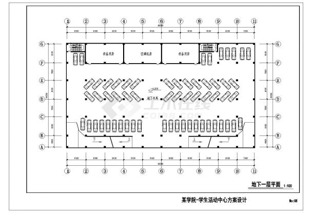 4层13941平米学院学生活动中心建筑方案设计CAD图-图一
