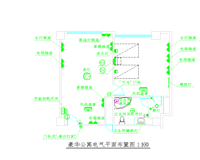 某地豪华公寓电气平面布线图CAD图纸