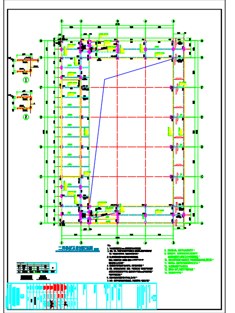 2层框架结构风雨操场结构施工图_图1