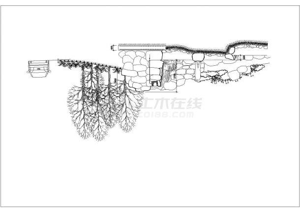  A garden square sketch - plan and elevation construction drawing of rockery design cad (including general layout) - Figure 2