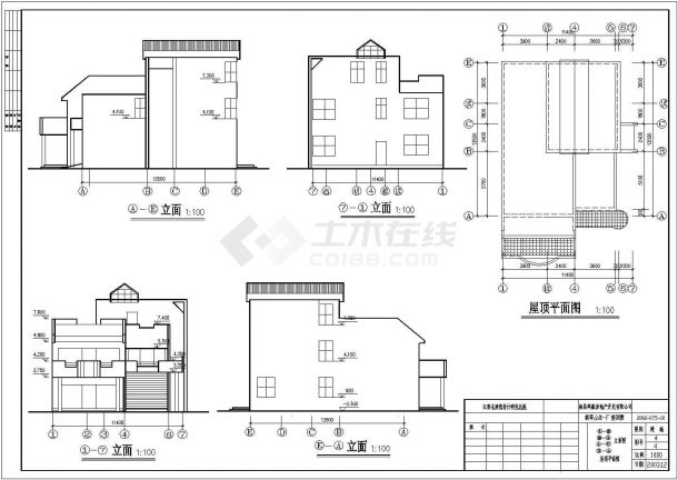翡翠山庄多层框架结构别墅设计cad全套建筑施工图纸（含设计说明，含多栋设计）-图二