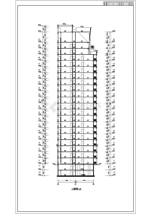 某二十一层剪力墙结构住宅楼设计cad全套建施图纸（标注详细）-图一