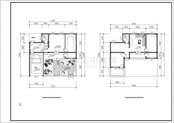 某砖混结构二层联排别墅住宅设计cad全套结构施工图（含设计说明，含建筑设计）-图二