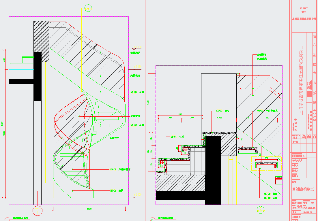 某地上海现代顶层两套复式豪宅装修施工图-露台施工图CAD图纸