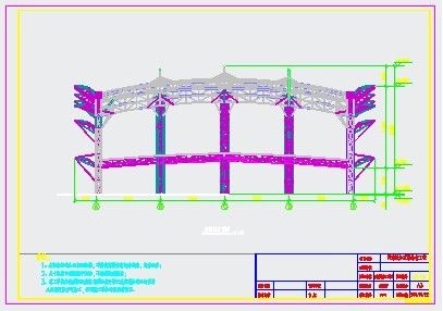 网球场加顶膜结构工程建筑结构施工图-图一