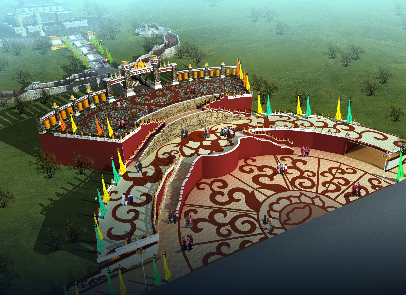 SPQT-04-灵谷大川绘制-藏族文化大门广场全套CAD施工图