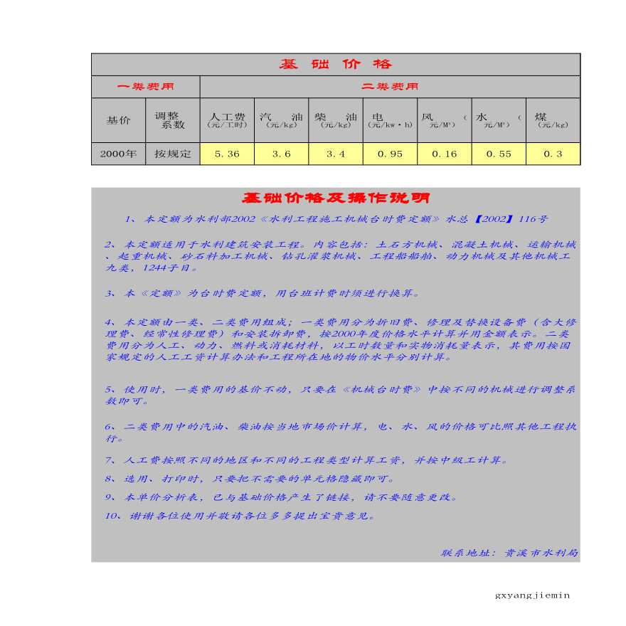 水利工程 水利工程施工机械台时费定额（2002年）.xls-图一