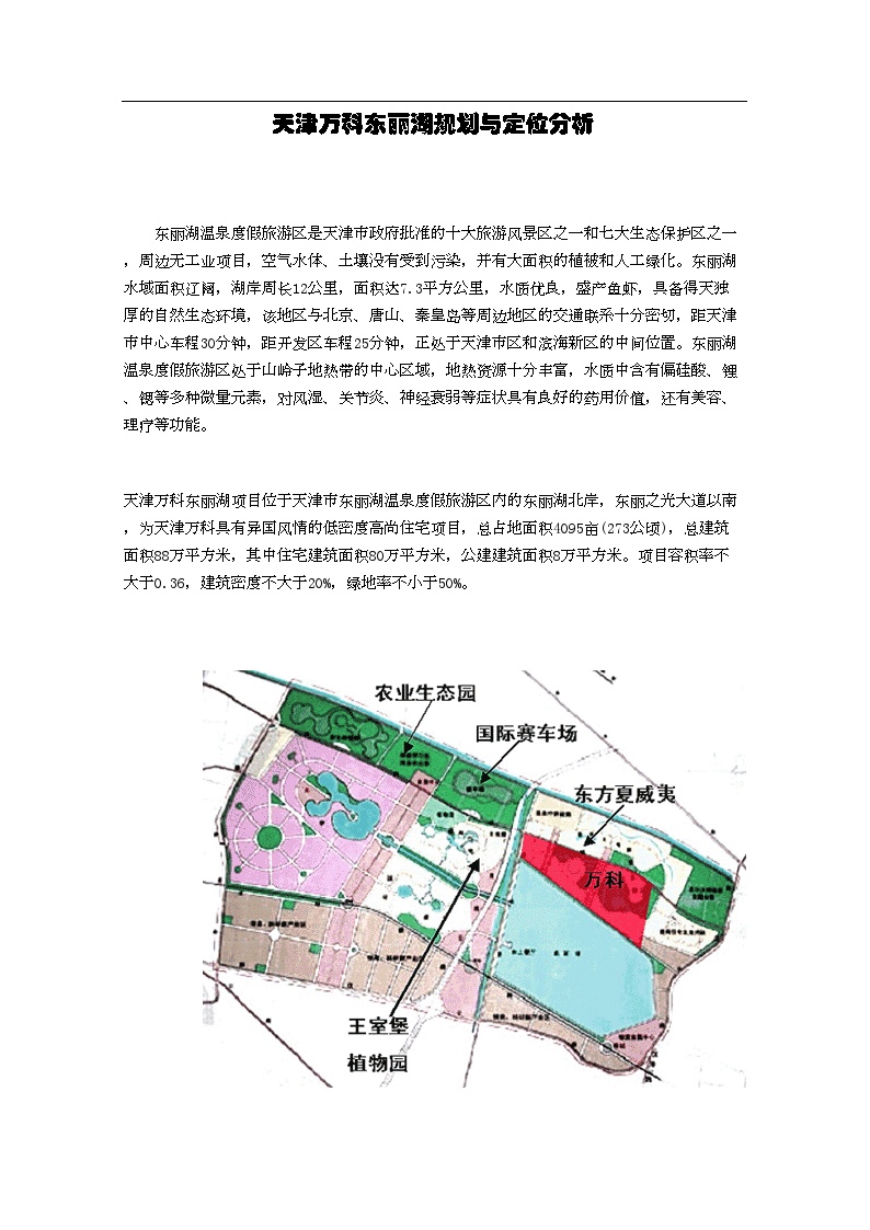 天津万科东丽湖规划与定位分析.doc