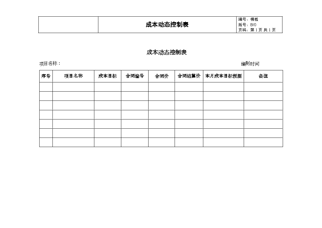 模板.成本动态控制表-房地产公司管理资料.doc-图一