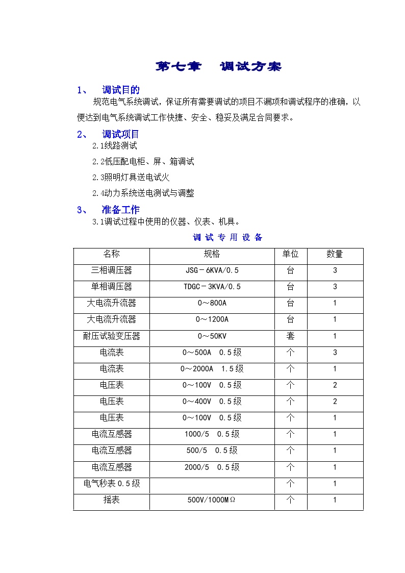 某业设备安装公司-调试方案（电气）.doc-图一