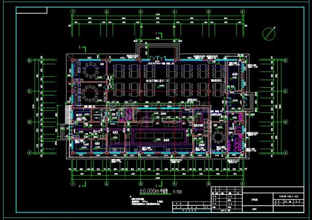 单层生产区食堂（带厨房布置图）建筑结构设计施工图-图二
