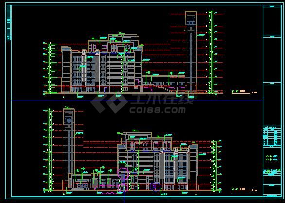 7层图书馆90万册建筑设计施工图-图一