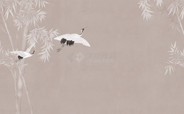 中式仙鹤图壁纸壁画 (16).jpg-图一