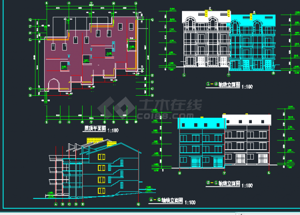 某地区鑫源1号三层别墅建筑设计CAD施工图-图二