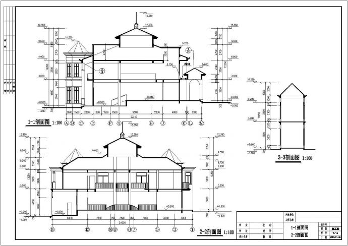 宫殿式带夹层豪华二层半别墅详细建筑设计图_图1