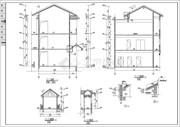 广东某地三层仿古建筑设计施工图纸-图二