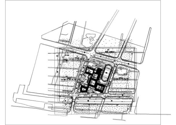 某地中等职业技术校园地下室，总图--建筑-图二