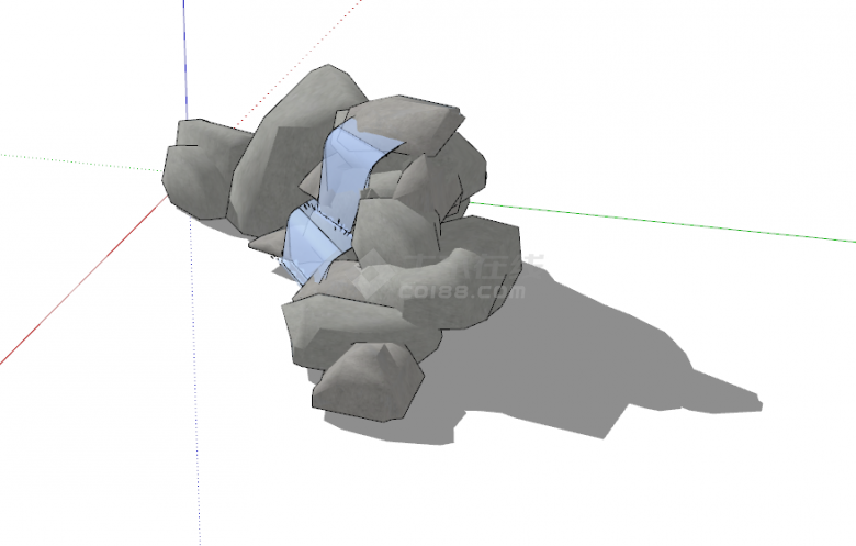 园林景观假山石头水景墙瀑布32su模型-图二
