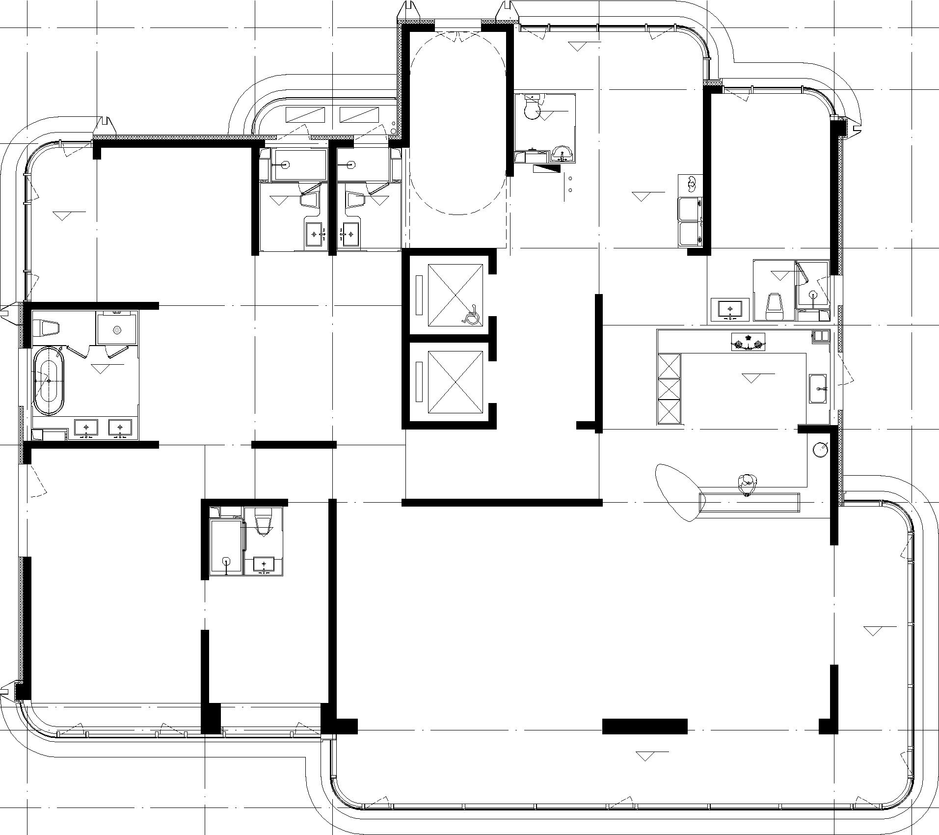 五室两厅两厨五卫400平米豪宅观景大平层户型图