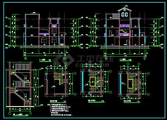 3层联排别墅建筑结构设计施工图-图二